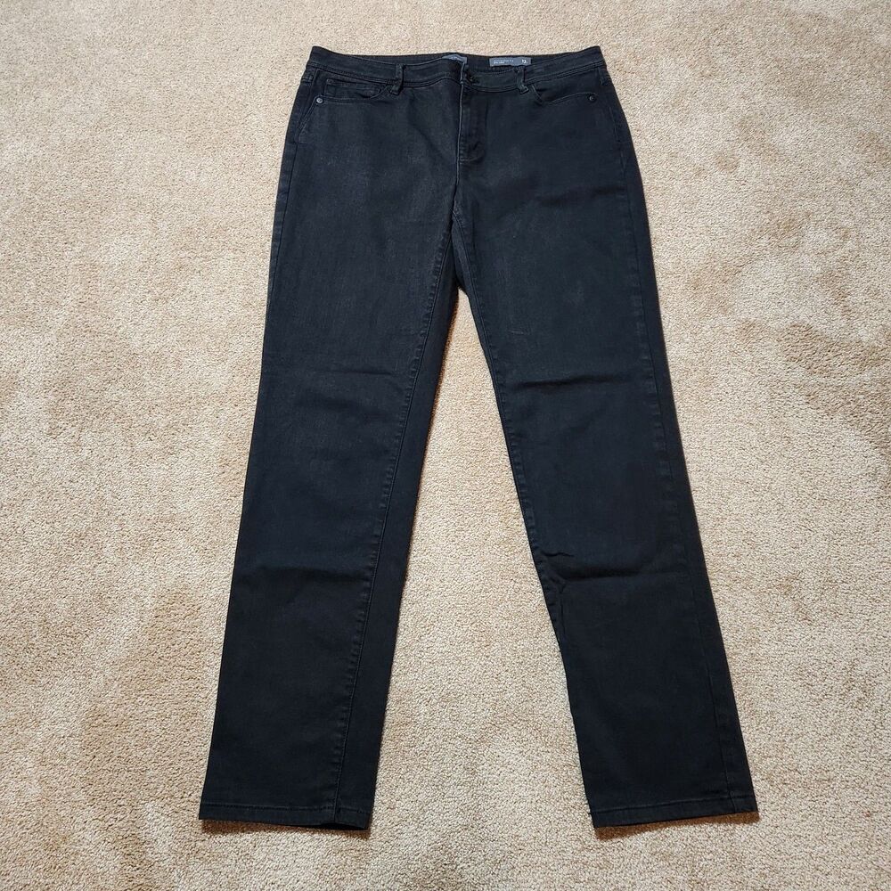 J. Jill Denim Jeans Women 12T Black Mid Rise Authentic Fit Slim Ankle